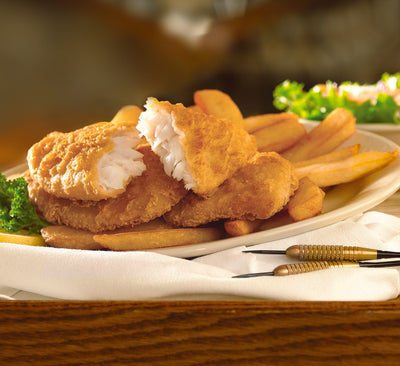 1/10 lb Battered Cod Wedges, Kosher