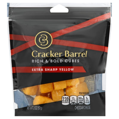 Cracker Barrel Rich & Bold Extra Sharp Yellow Cheddar Cheese Cubes, 2 oz Bag