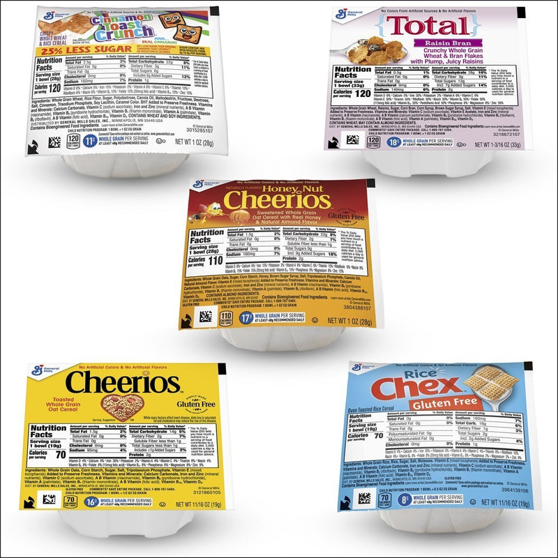 General Mills Cereal Wholesome Variety Pack Single Serve Bowlpak .95 oz