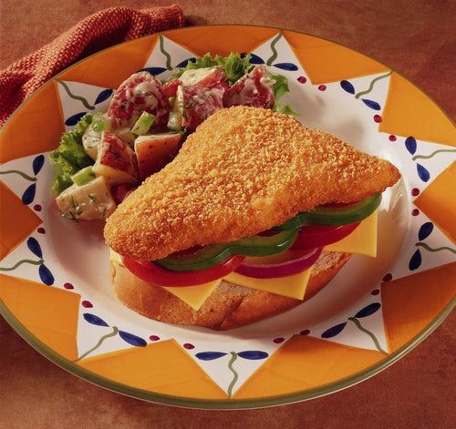 1/10 lb Crunchy Raw Breaded Formed Cod Portions
