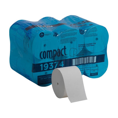 Compact ® Coreless 1-Ply Recycled Toilet Paper by GP Pro (Georgia-PACific), 3000 Sheets per Roll, 18 Rolls per Case